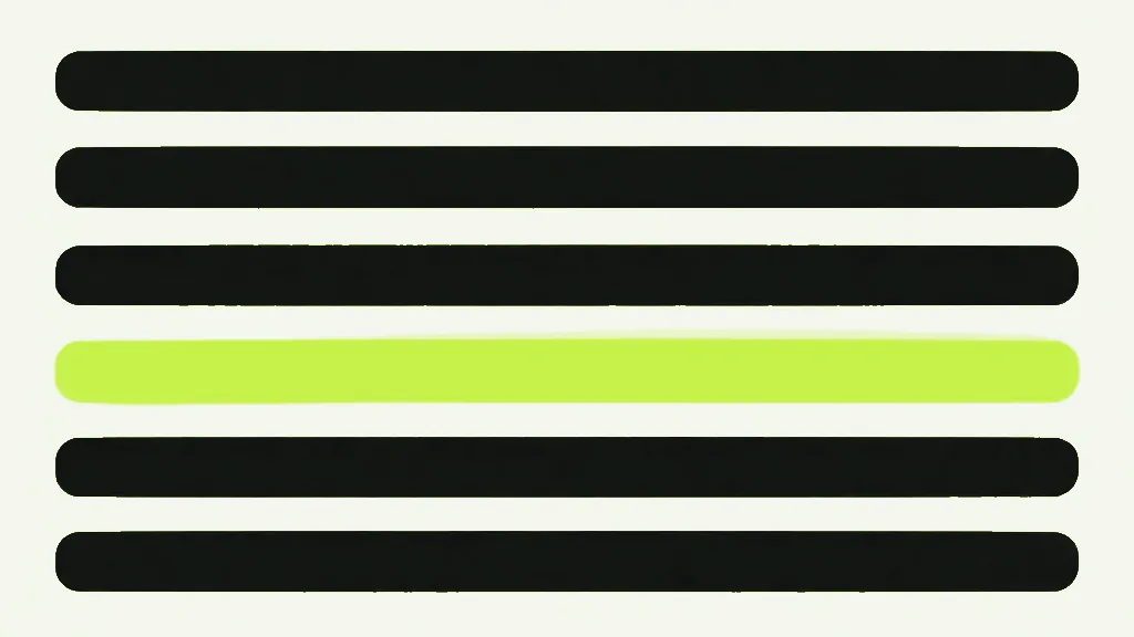 A stack of dark horizontal bars with one broad bright bar running across the middle of them