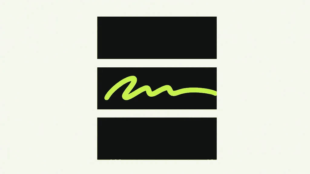 A bright handwritten squiggle sitting between two solid dark bars