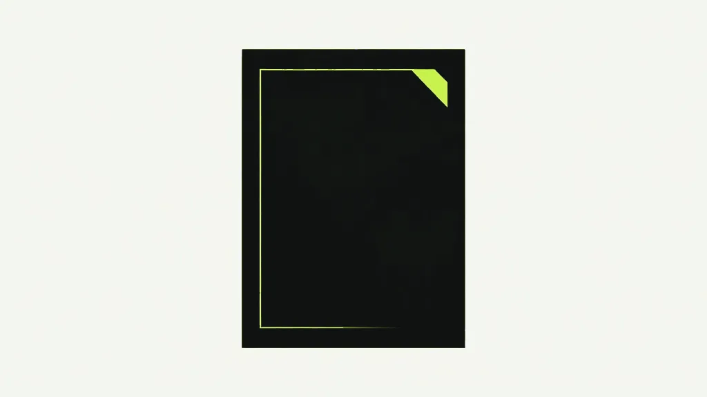 A dark upright sheet with a thin bright frame drawn inside it, close to the edges