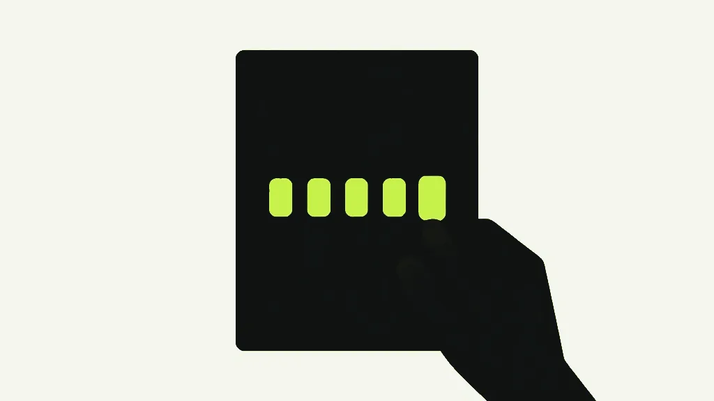 A dark card with a row of small bright switches along one edge and a hand reaching across it