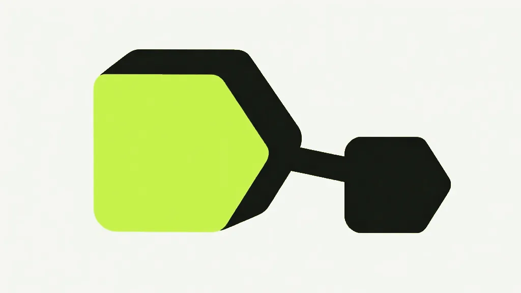 A large bright angular shape narrowing through a neck into a much smaller dark one