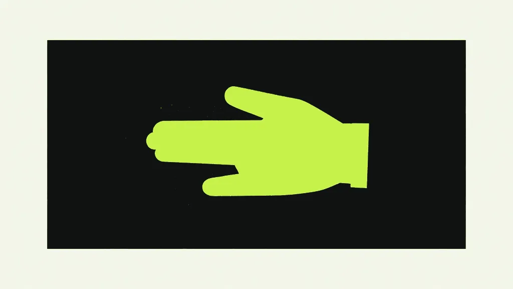 A bright hand-shaped print left on a dark panel
