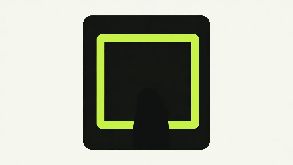 A dark panel holding one bright empty outlined square and nothing else
