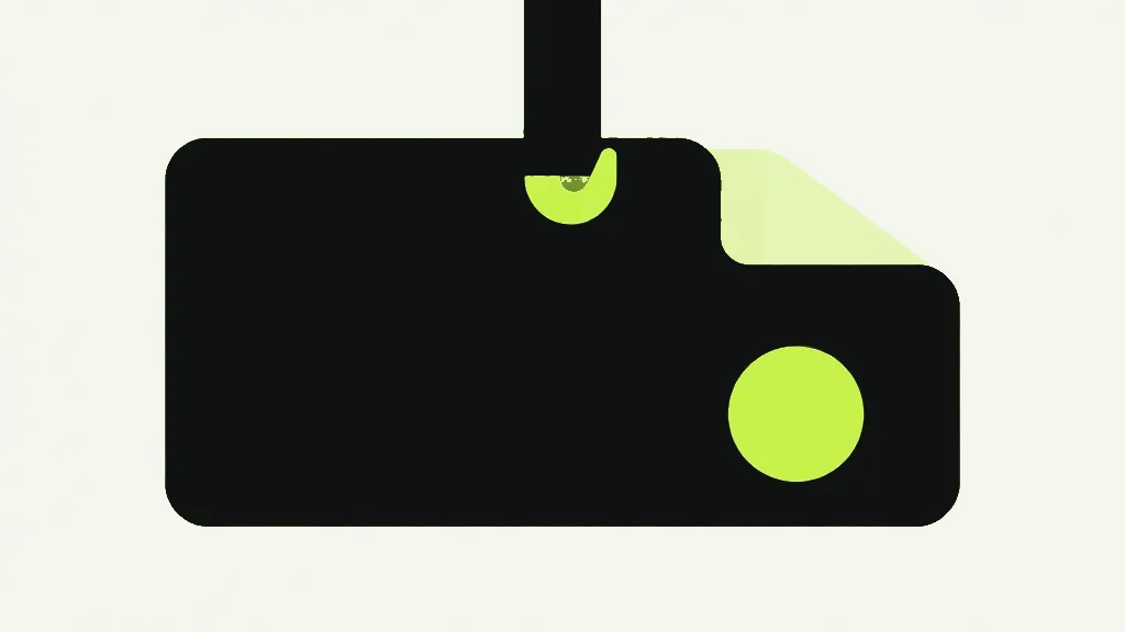 A dark block being lifted, with a bright circle embedded inside it rather than sitting separately